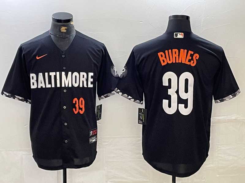 Mens Baltimore Orioles #39 Corbin Burnes Number Black 2023 City Connect Cool Base Stitched Jersey